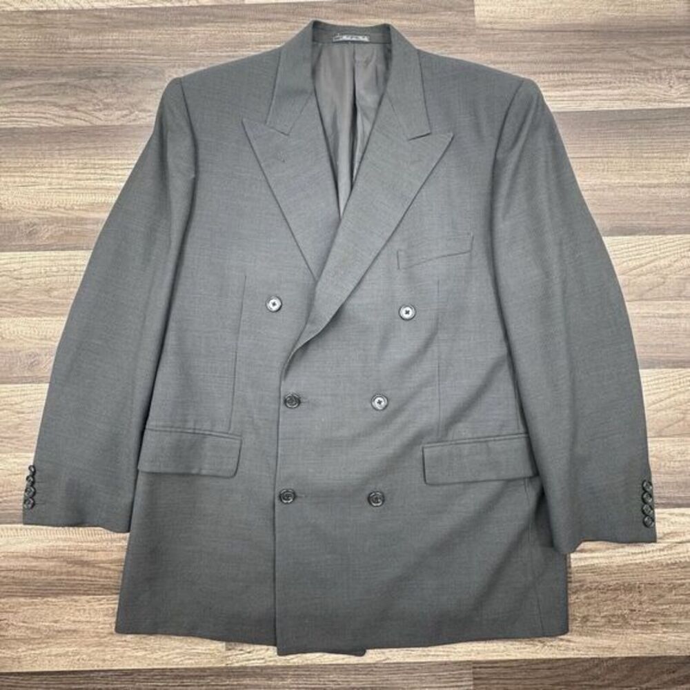 Corneliani Gray Double Breasted Tweed Plaid Sport Coat Jacket Blazer 54R‎ 44R